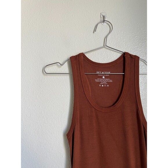 SET ACTIVE Ribbed Racerback Tank in Copper Size SMALL - Picture 2 of 5